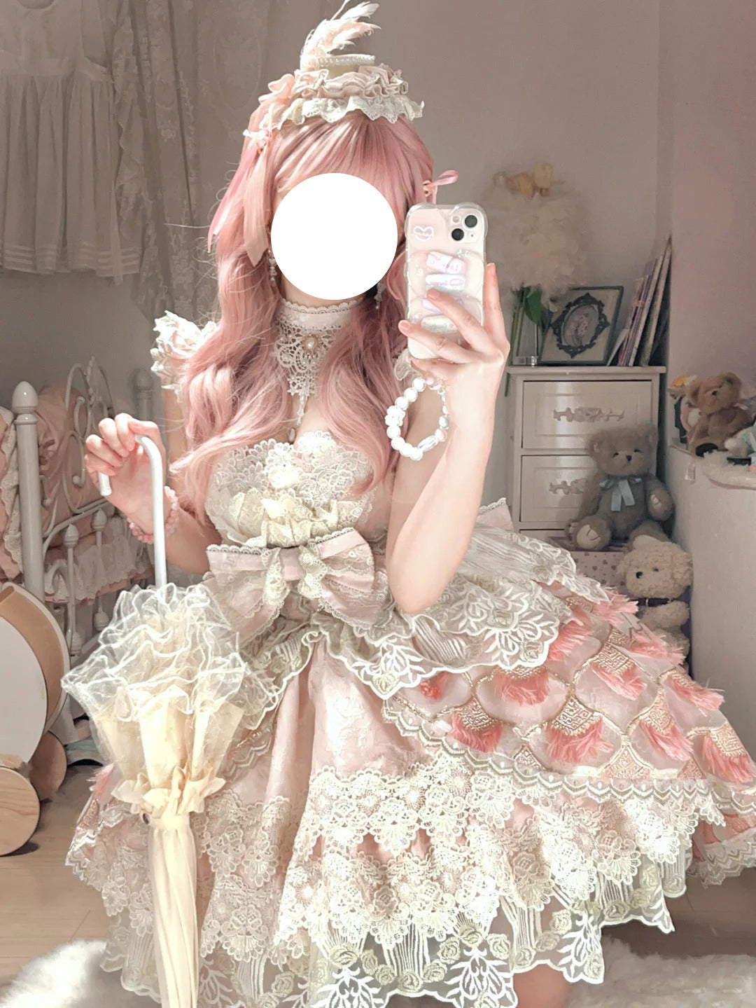 Elegant Lace Lolita JSK Dress with Floral Embroidery