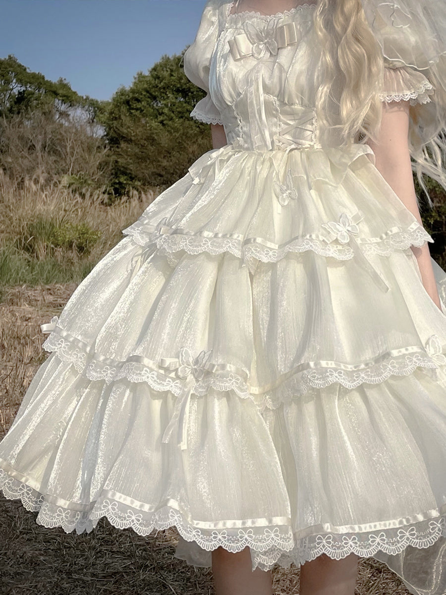 Summer Short-Sleeve Wedding OP Dress Plus Size Slimming Lolita Dress Elegant Gothic Lolita Dress