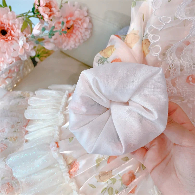 Charming Pastel Pink Lolita Dress for Girls - Floral Embellished, Multi-Layered Skirt, Perfect for Tea Parties and Special Occasions