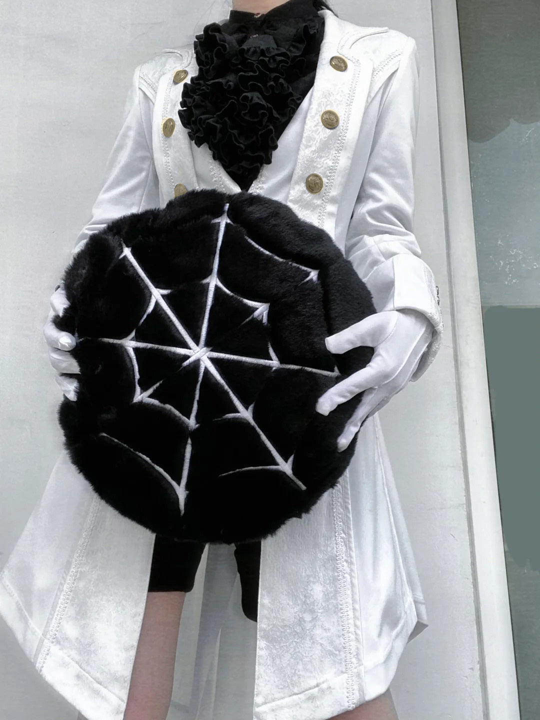 Elegant Black and White Lolita Coat - Versatile Gothic Statement Piece for Formal Events