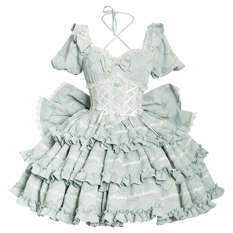 Puff Rose OP Princess Bow Trailing Dress Original Lolita