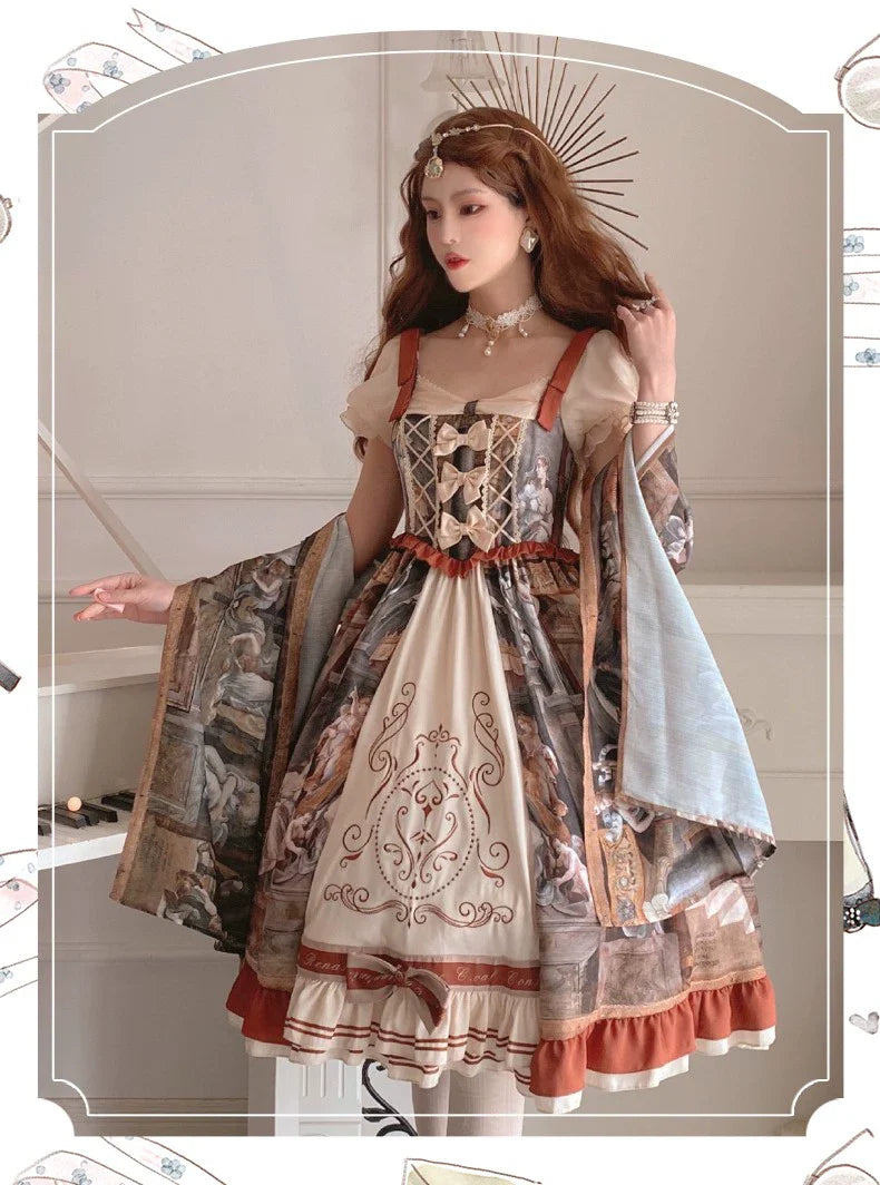 Original Lolita Dress "Constantine OP" Oil Painting Pattern, Classic Retro Lolita Dress