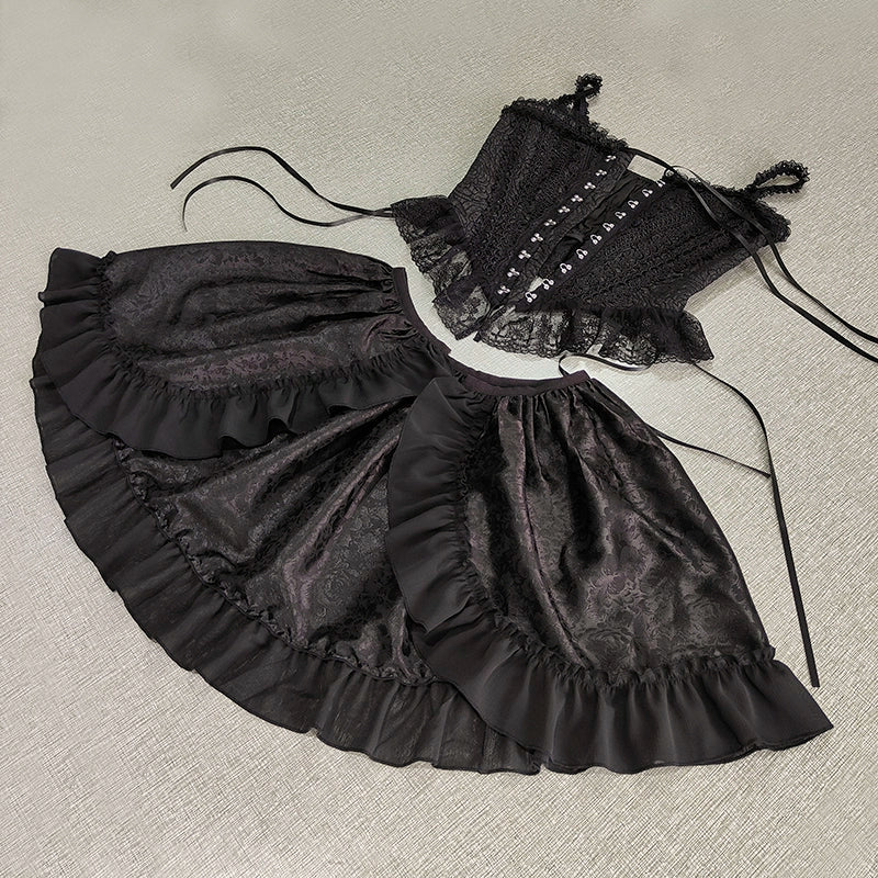The matching single item of the fishbone bra and the curtain lift skirt Lolita skirt
