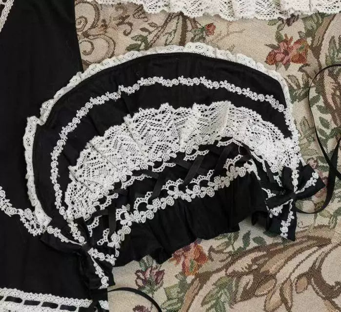 Elegant Black and White Lolita JSK with Detachable Apron