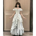 Off - the - shoulder Lolita Gown with Intricate Lace and Multiple Tiers of Ruffles