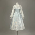 Light - blue Traditional Chinese - style Dress with Delicate Floral Embroidery and Sheer Sleeves