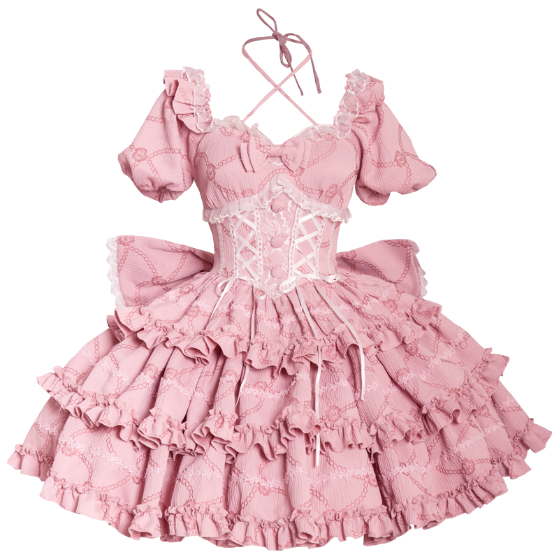 Puff Rose OP Princess Bow Trailing Dress Original Lolita