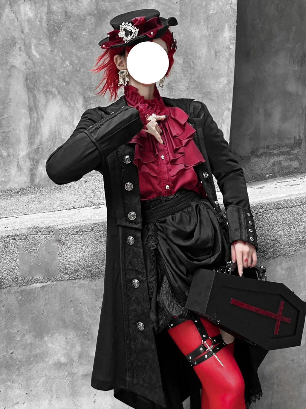 Elegant Black and White Lolita Coat - Versatile Gothic Statement Piece for Formal Events