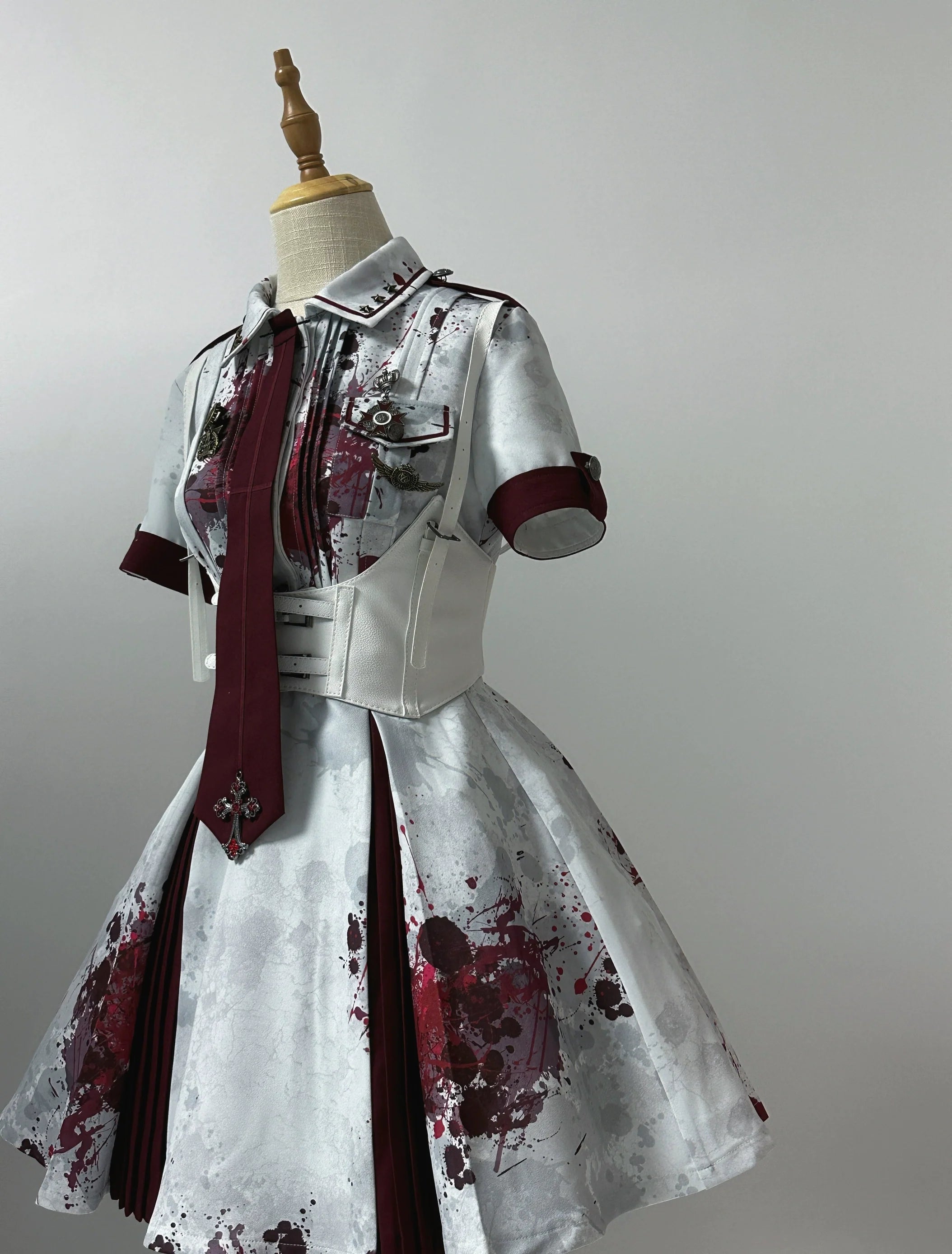 Crimson Serpent Gothic Lolita Series - Tactical Military and Dark Nurse-Inspired OP Collection