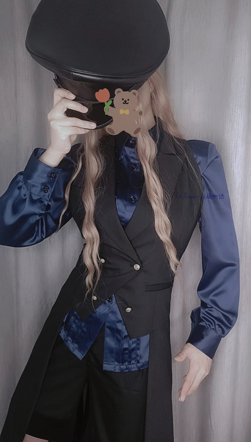 Sleeveless Prince Tailcoat – Customizable Long Tail Lolita Vest with Gold Buttons