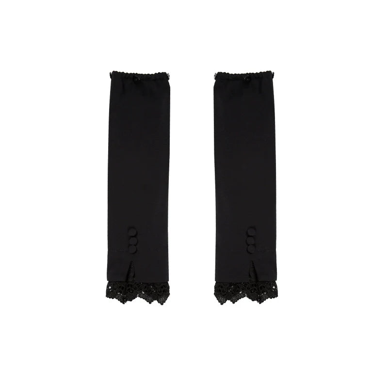 Black & Cream Whimsical Lolita Dress – Multi-Tiered Lace Skirt