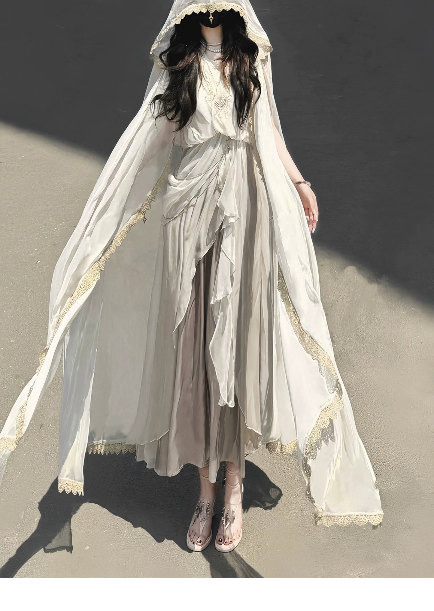 Judgment Angel Original Lolita Design Dress - Greek Goddess Style Ethereal Cape Long Dress