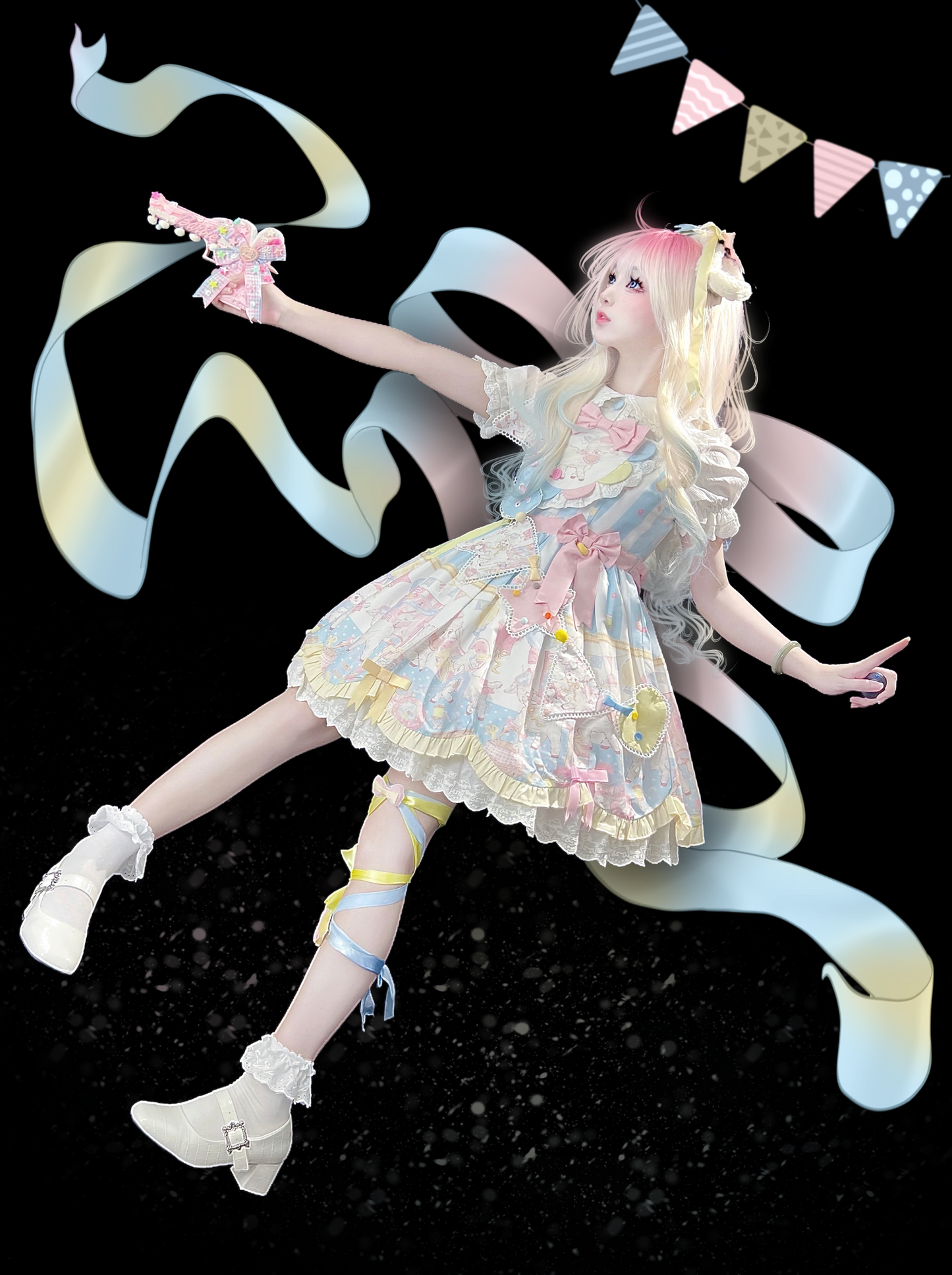 Cute lamb doll-like style sweet pink lolita jsk set