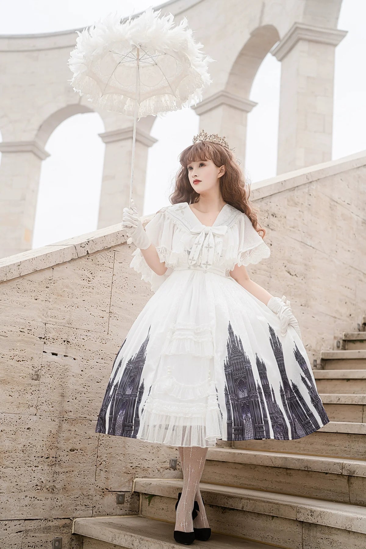 Original Silent Gothic Cathedral Daily Gothic Retro Dark Cla Lolita with Cape