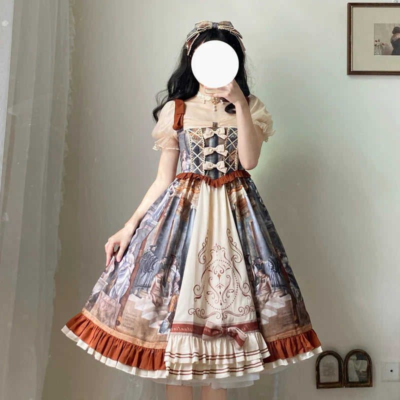 Original Lolita Dress "Constantine OP" Oil Painting Pattern, Classic Retro Lolita Dress