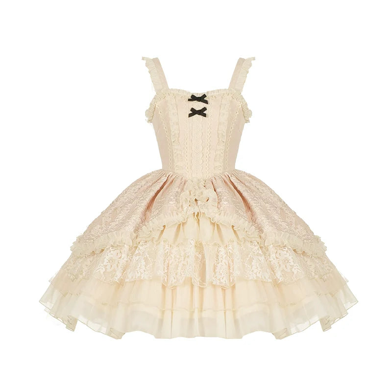 Elegant Cream Lace Layered Lolita JSK for Whimsical Gatherings
