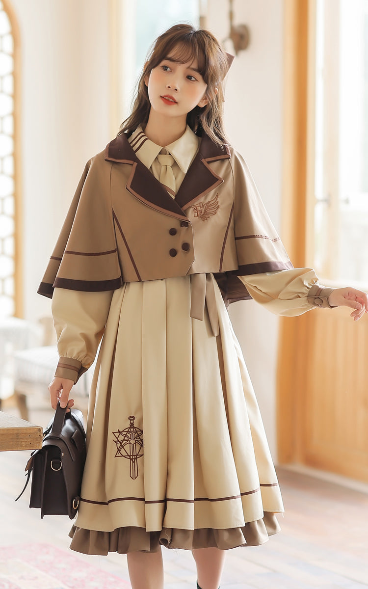 French Retro Lolita JK Dress Vintage Dress Cloak Suit