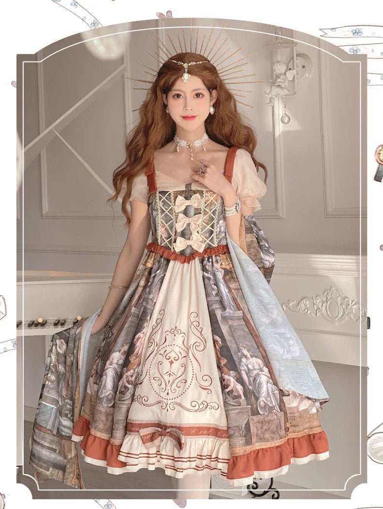 Original Lolita Dress "Constantine OP" Oil Painting Pattern, Classic Retro Lolita Dress