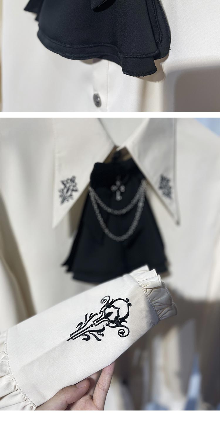 S-XL Original Ouji Shirt Top Black Prince Style Blouse for Female, Male