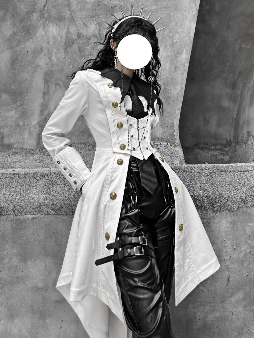 Elegant Black and White Lolita Coat - Versatile Gothic Statement Piece for Formal Events