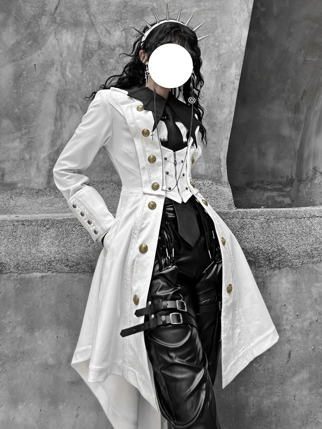 Elegant Black and White Lolita Coat - Versatile Gothic Statement Piece for Formal Events