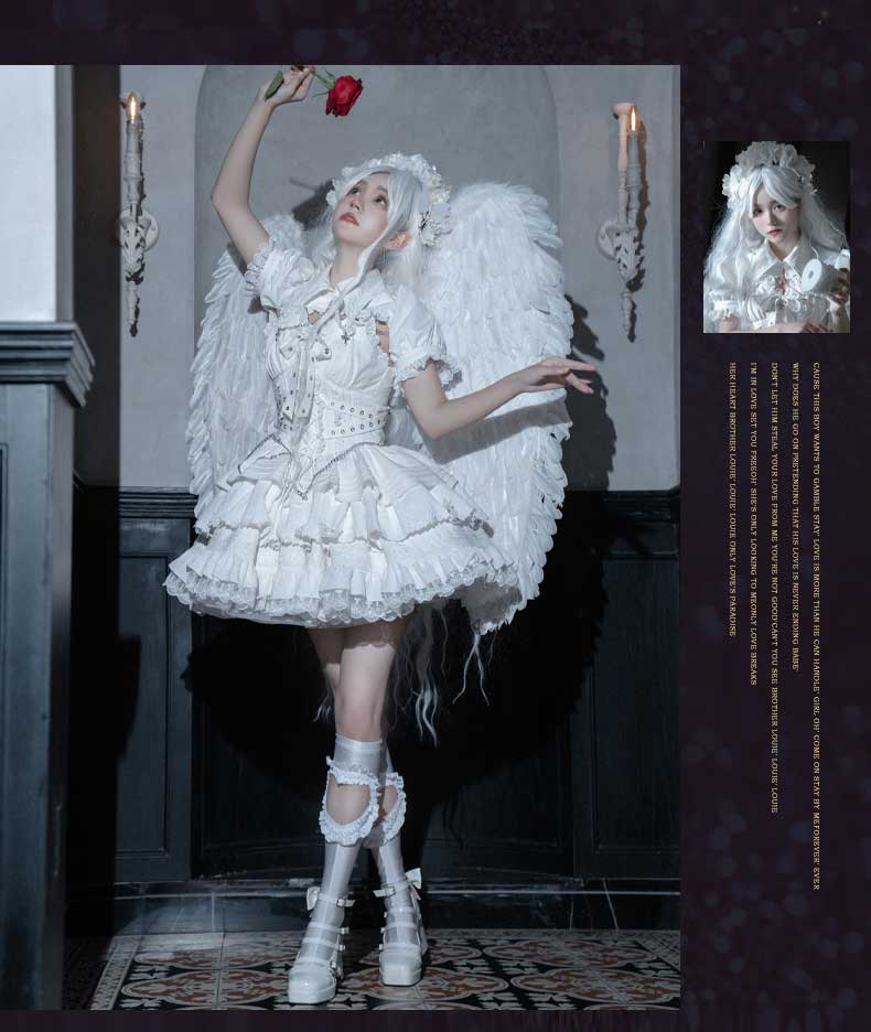 Gothic Elegance: Vintage-Inspired Black&White Lolita JSK with Intricate Details and Versatile Styling