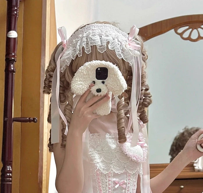 Whimsical Pastel Lolita Dress with Embroidered Animal Motifs and Ruffled Skirt