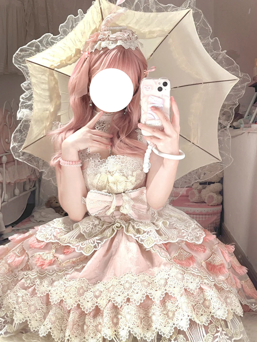 Elegant Lace Lolita JSK Dress with Floral Embroidery