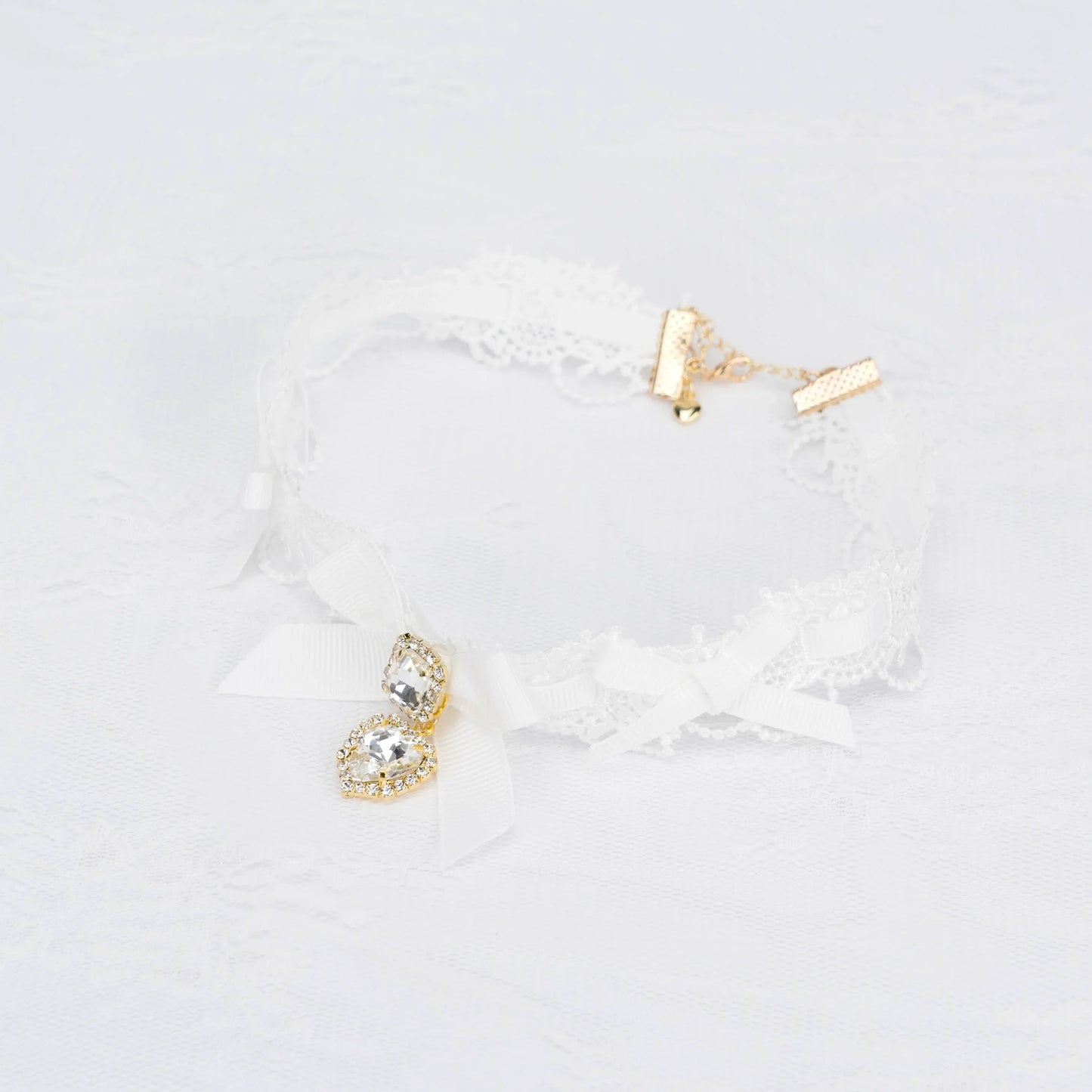 Edgy Punk Style Elaborate Double-Layer Necklace with Pearls and Gemstone Choker Lolita Collarbone Chain