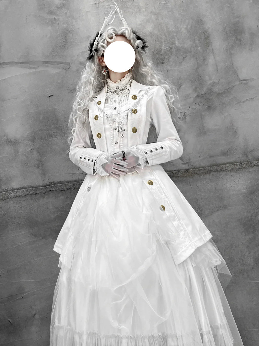 Elegant Black and White Lolita Coat - Versatile Gothic Statement Piece for Formal Events