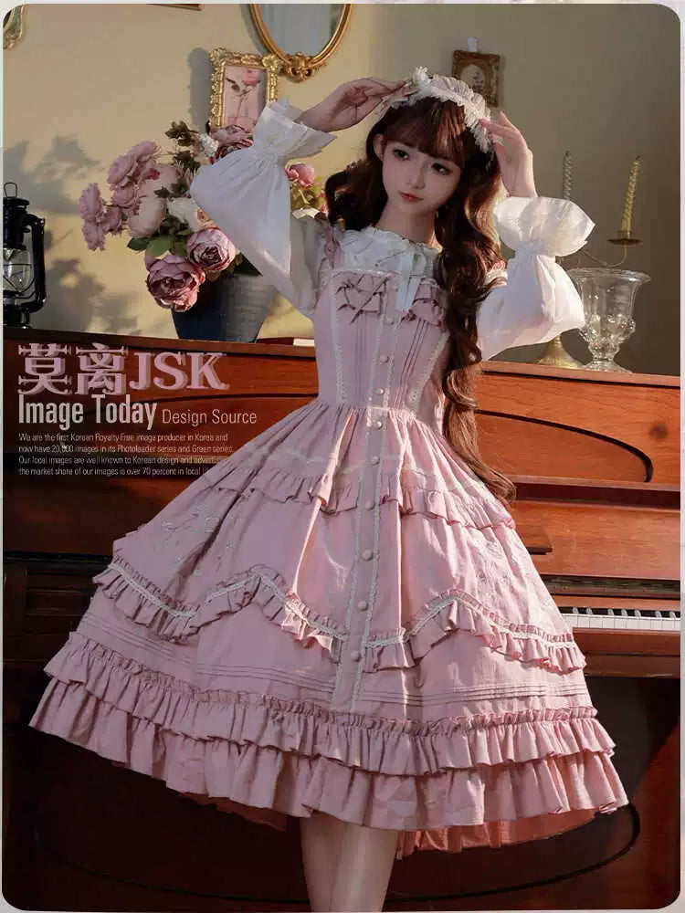 [Mo Li] Elegant and Sweet Lolita Daily Embroidered JSK Dress