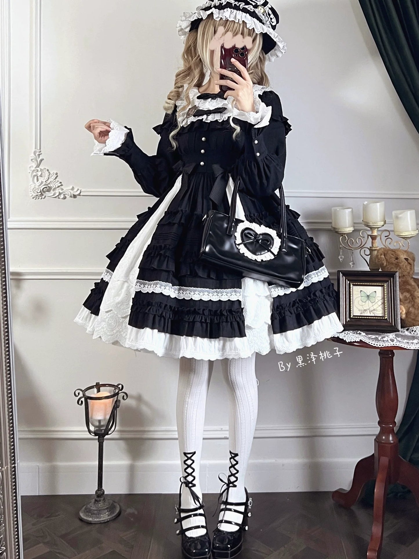 Elegant Doll-like Lolita OP - Retro Charm and Multifunctional Details