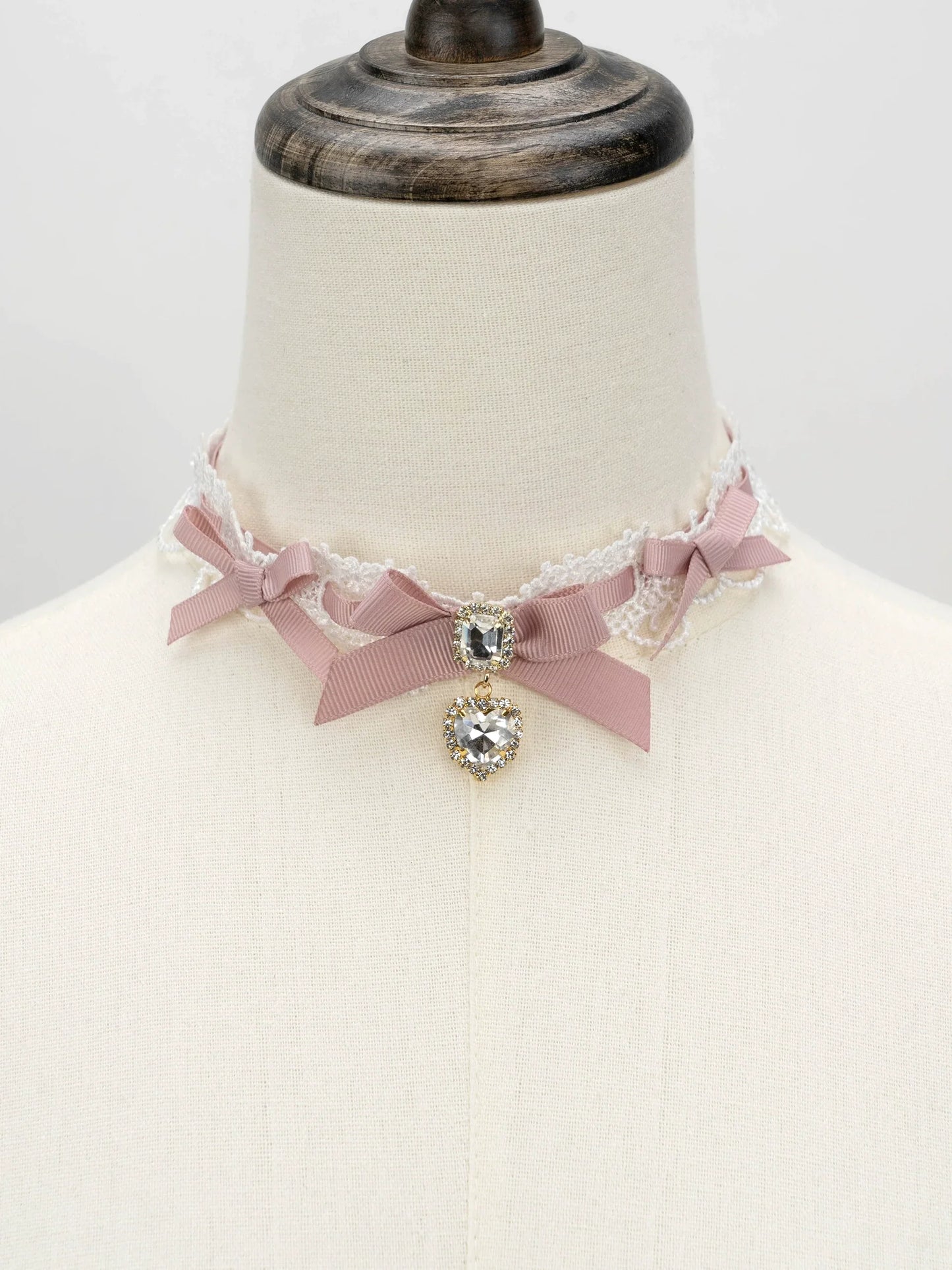 Edgy Punk Style Elaborate Double-Layer Necklace with Pearls and Gemstone Choker Lolita Collarbone Chain