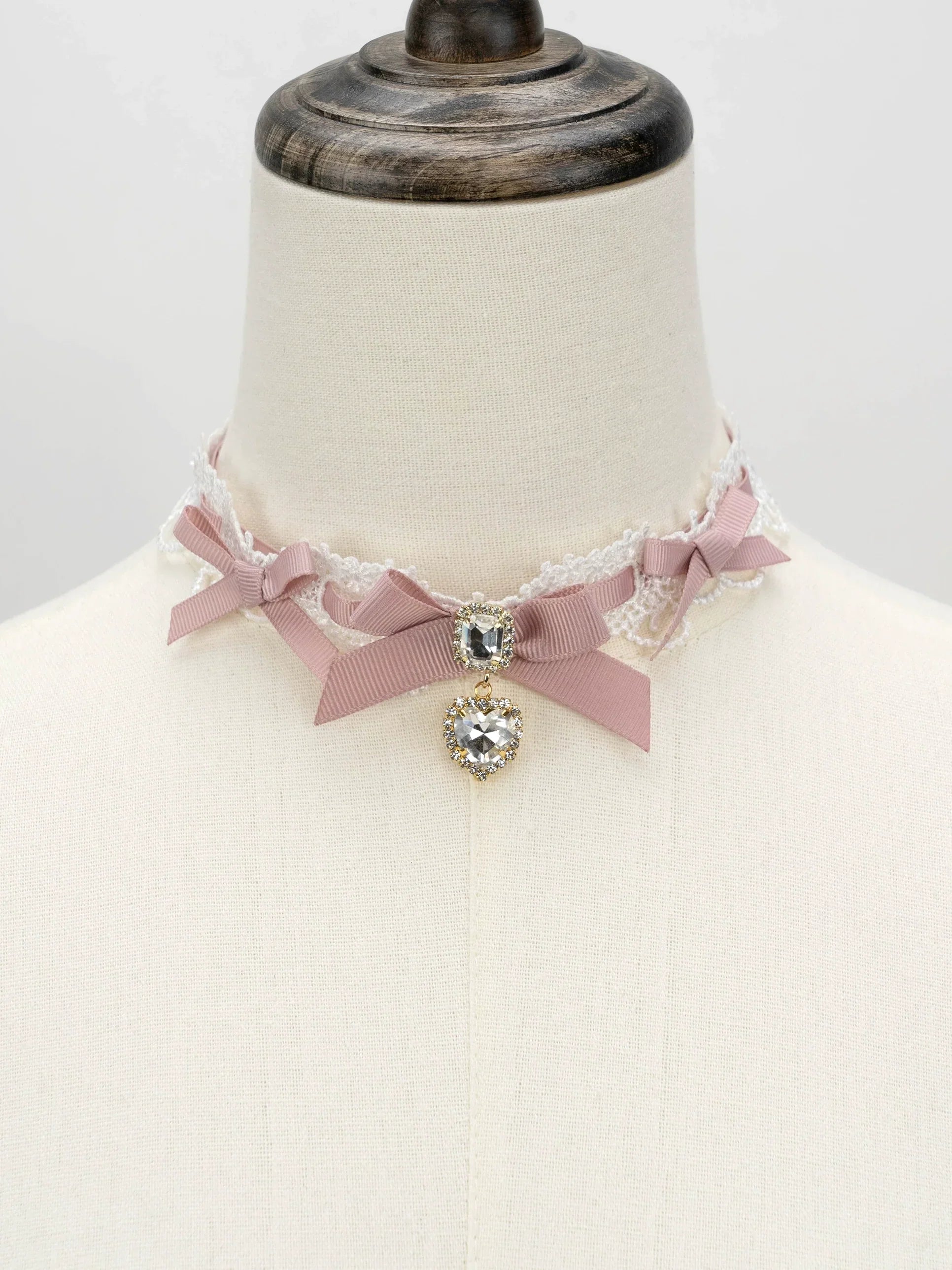 Edgy Punk Style Elaborate Double-Layer Necklace with Pearls and Gemstone Choker Lolita Collarbone Chain