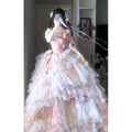 Elegant Formal Dress for Graduation, Coming-of-Age Ceremony, or Princess Wedding with Sweet Floral Bridal Style