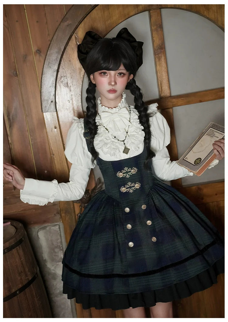 Twin - Set Lolita Dresses with Plaid Pattern and Sweet Bowknots, Ideal for Cosplay and Themed Parties