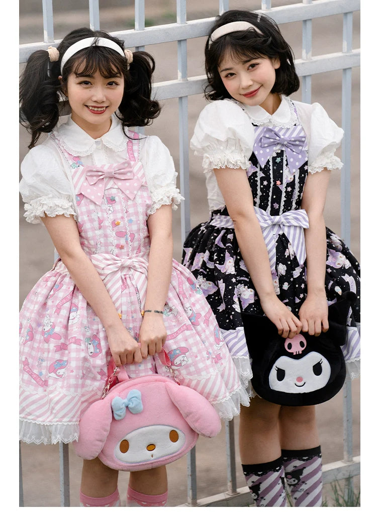 Sanrio Super Cute Sweet JSK Lolita Dress with Striped Trim & Bow