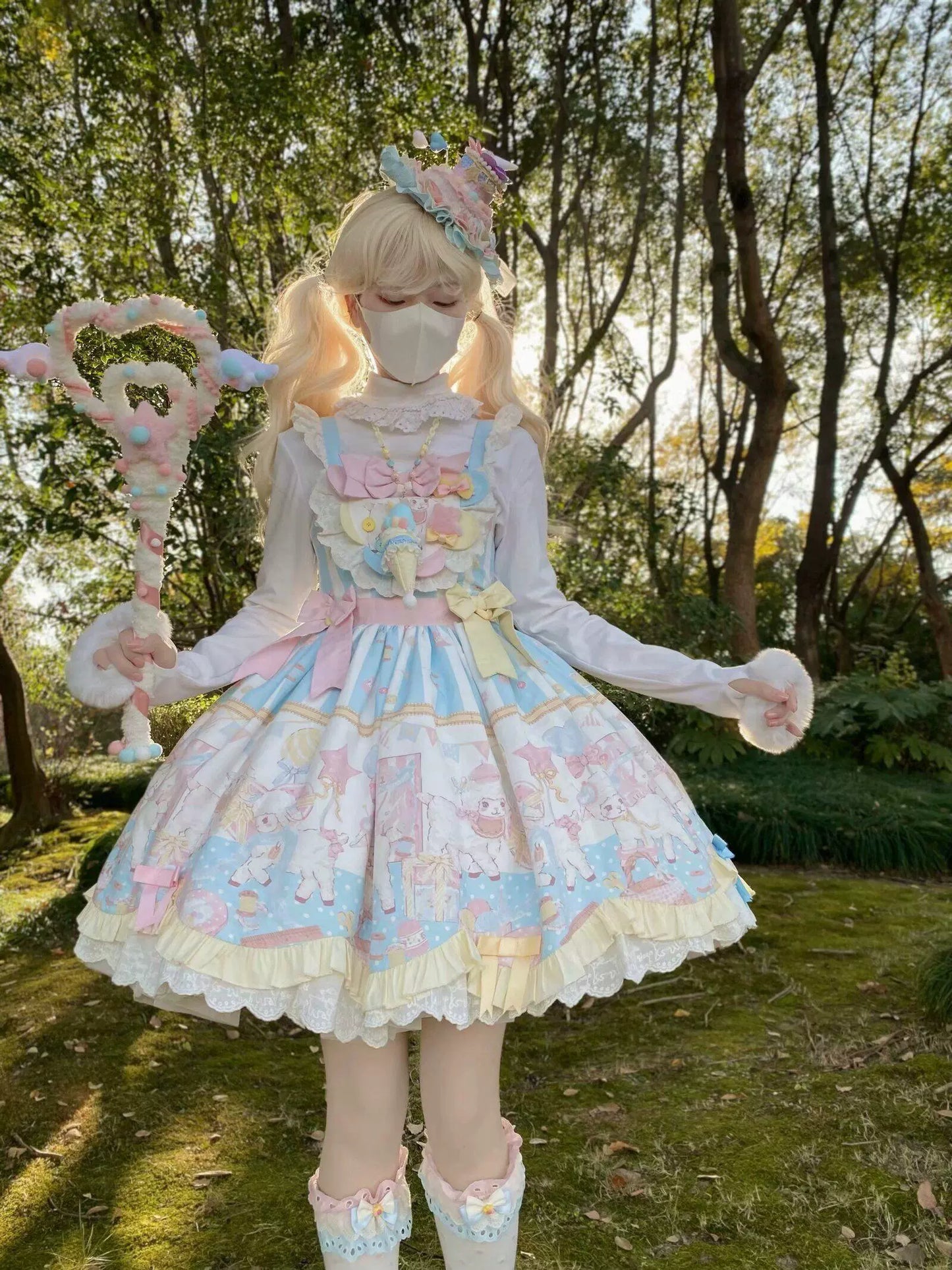 Cute lamb doll-like style sweet pink lolita jsk set