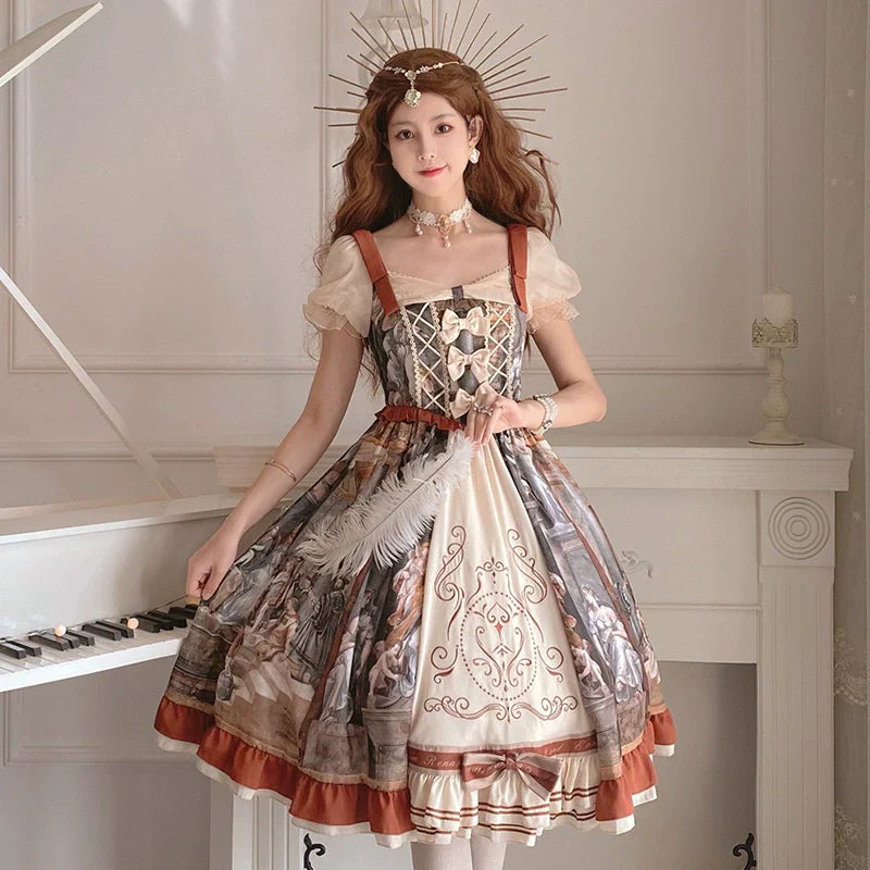 Original Lolita Dress "Constantine OP" Oil Painting Pattern, Classic Retro Lolita Dress