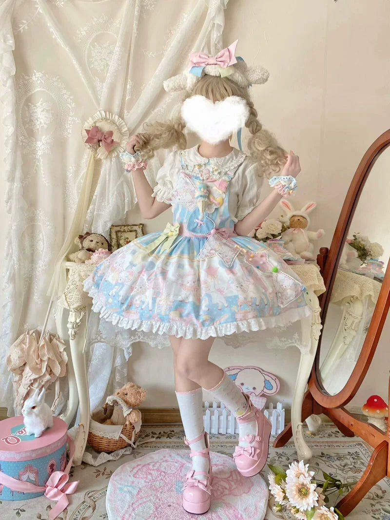 Cute lamb doll-like style sweet pink lolita jsk set