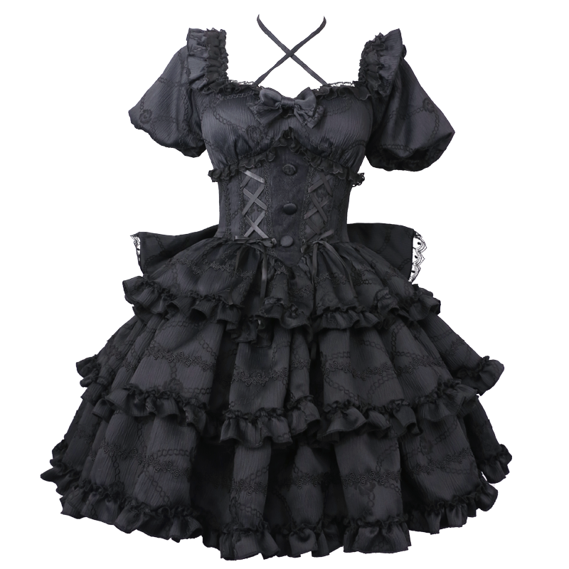 Puff Rose OP Princess Bow Trailing Dress Original Lolita