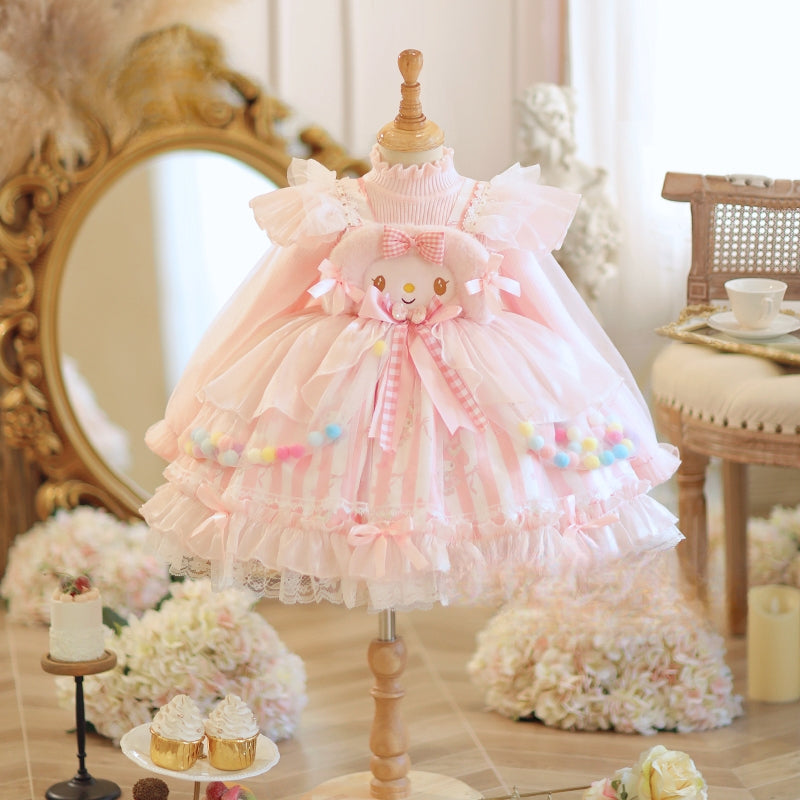 Adorable Pastel Pink Lolita Princess Dress for Girls - Spring and Autumn Collection