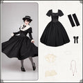 Black & Cream Whimsical Lolita Dress – Multi-Tiered Lace Skirt