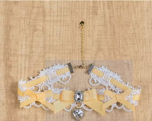 Edgy Punk Style Elaborate Double-Layer Necklace with Pearls and Gemstone Choker Lolita Collarbone Chain