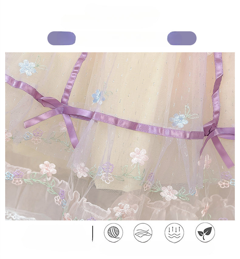 Charming Pastel Pink Lolita Dress with Purple Accents for Girls - Spring and Autumn Collection