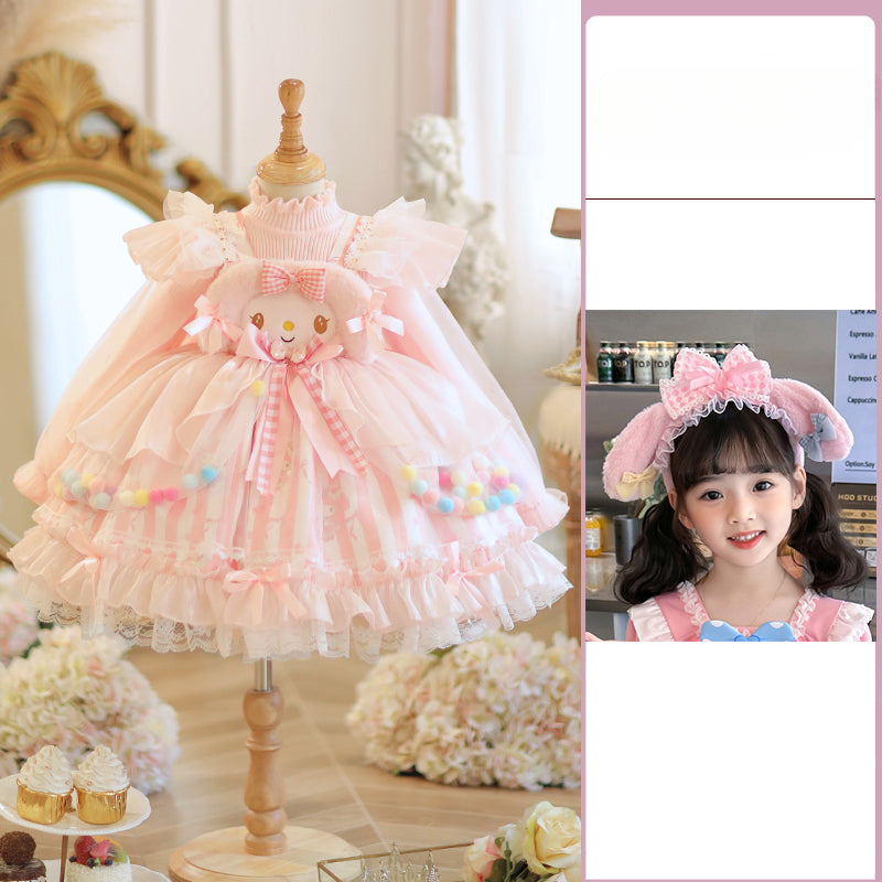 Adorable Pastel Pink Lolita Princess Dress for Girls - Spring and Autumn Collection