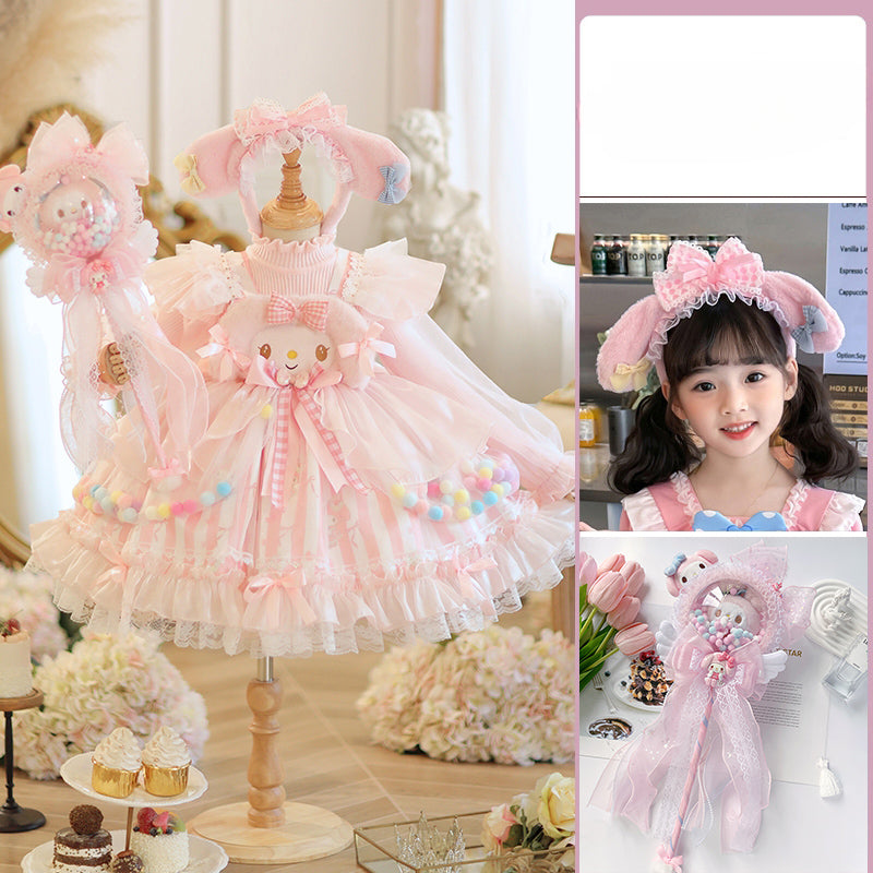 Adorable Pastel Pink Lolita Princess Dress for Girls - Spring and Autumn Collection