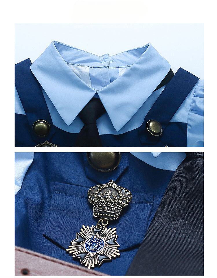 Rabbit Police Officer Lolita Dress for Girls - Navy Blue Whimsical Princess Costume