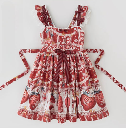 Sweet Strawberry Lolita Dress - Original Print JSK with Adjustable Straps
