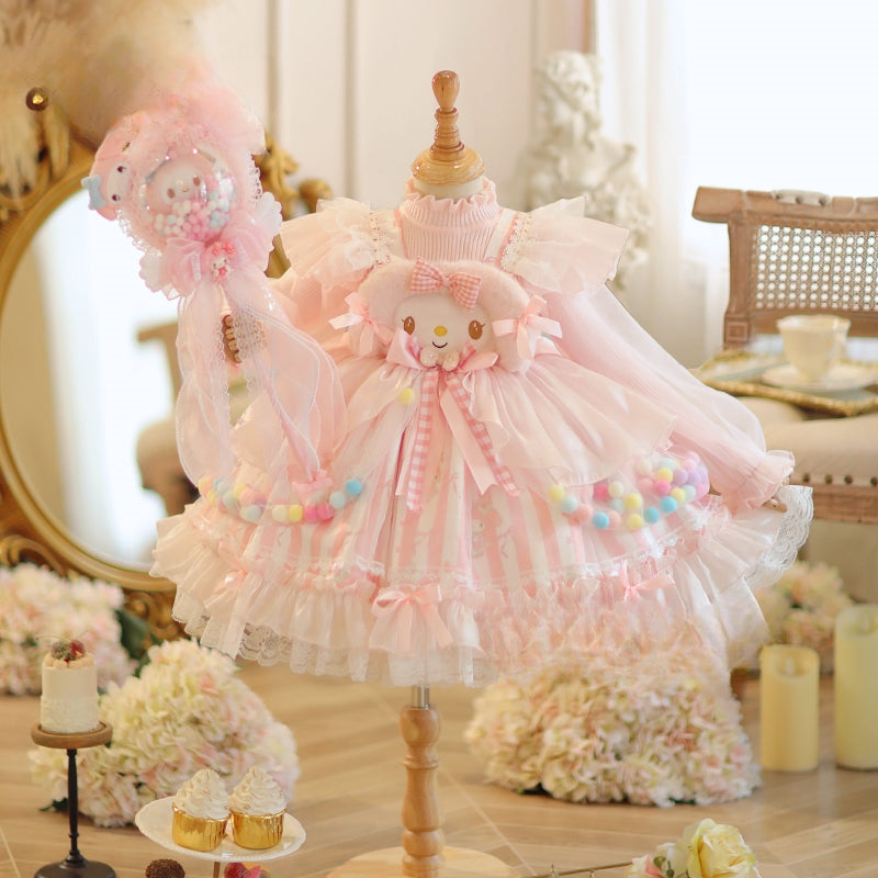 Adorable Pastel Pink Lolita Princess Dress for Girls - Spring and Autumn Collection